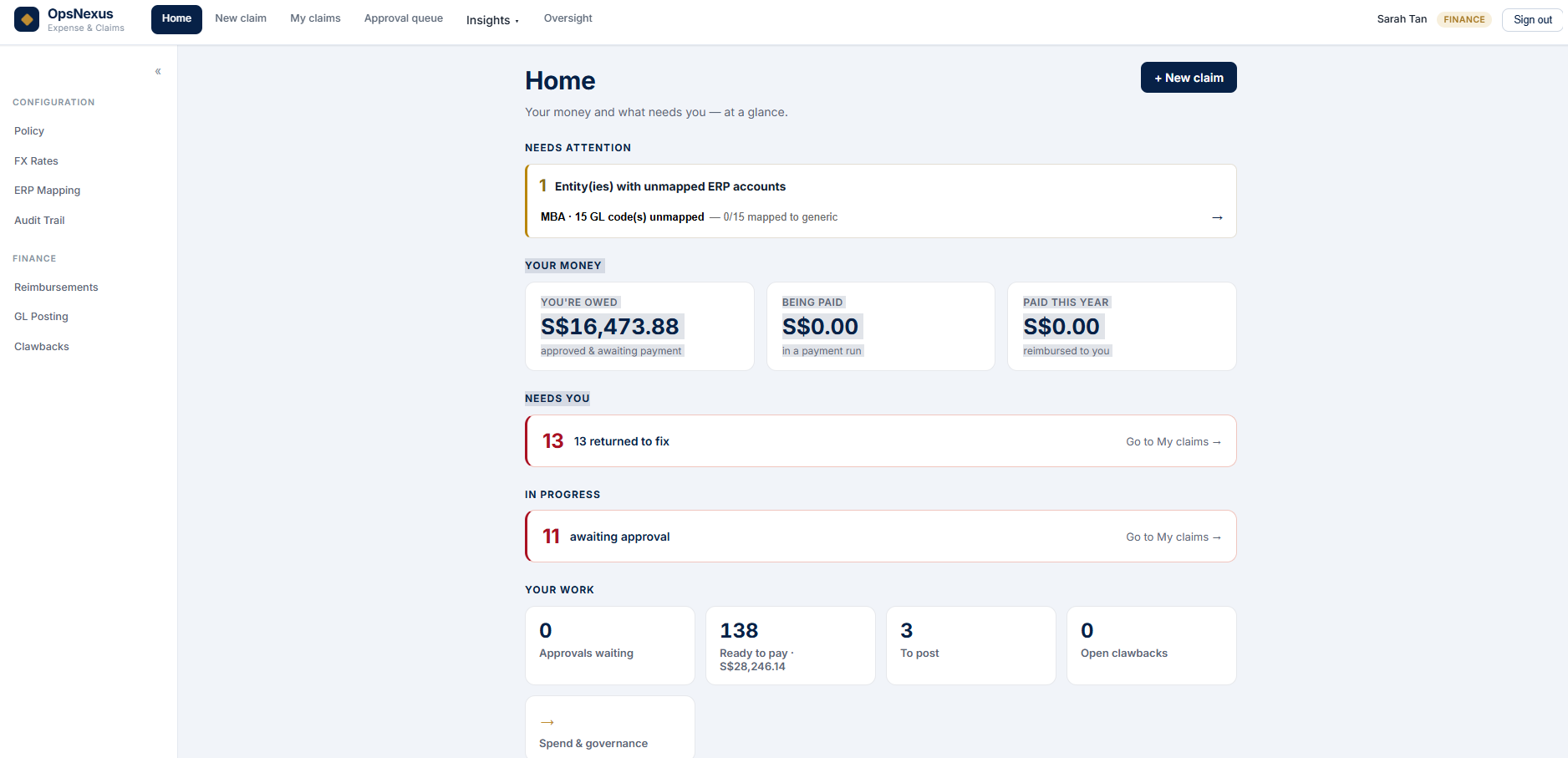 Personalised home dashboard